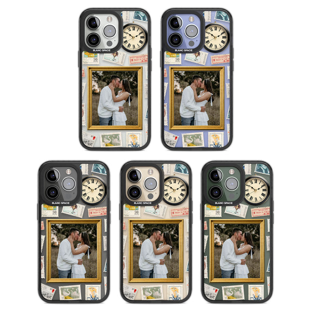 Personalised Vintage Photo Frame Collage Black Impact Phone Case for iPhone 13 Pro, iPhone 14 Pro, iPhone 15 Pro