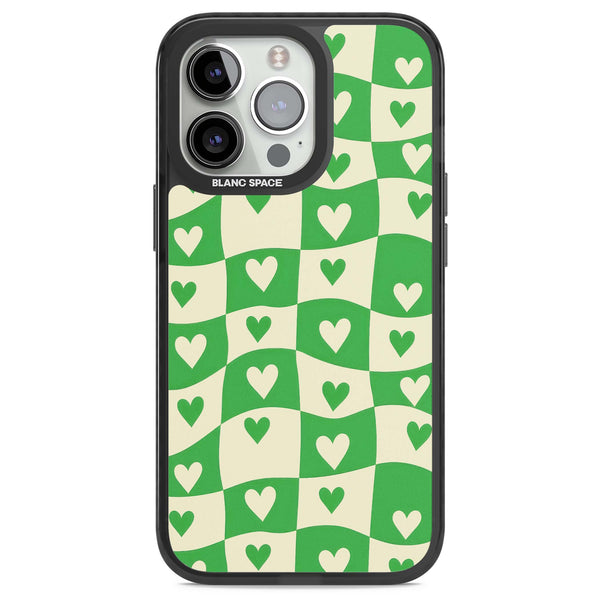 Green Wavy Checked Hearts