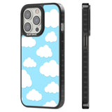 Blue Sky & Clouds Pattern Black Impact Phone Case for iPhone 13 Pro, iPhone 14 Pro, iPhone 15 Pro