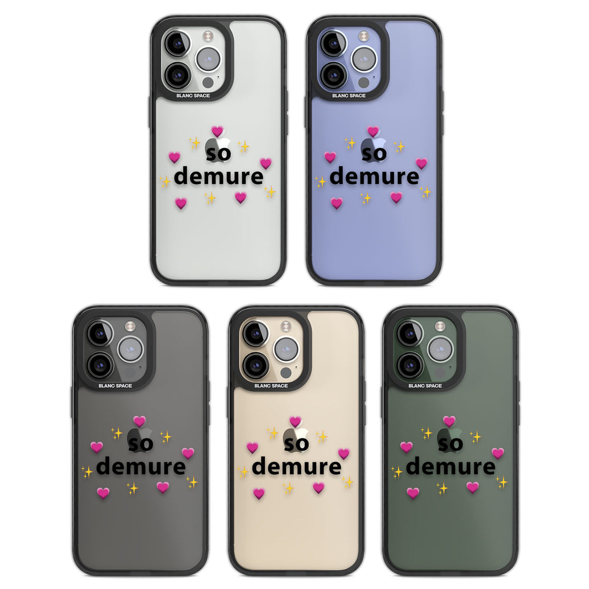 So Demure Black Impact Phone Case for iPhone 13 Pro, iPhone 14 Pro, iPhone 15 Pro