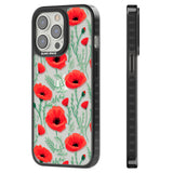 Poppy Garden Black Impact Phone Case for iPhone 13 Pro, iPhone 14 Pro, iPhone 15 Pro