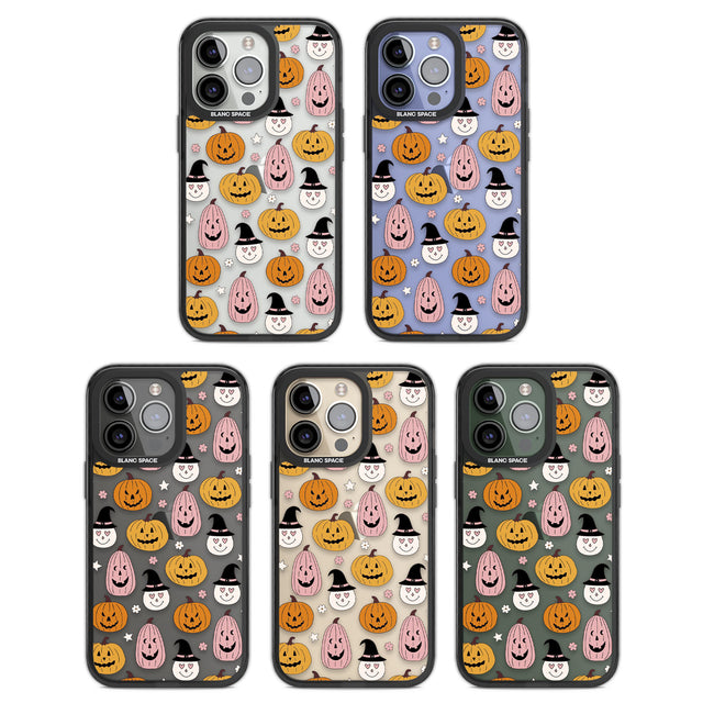 Witches and Pumpkins Pattern Black Impact Phone Case for iPhone 13 Pro, iPhone 14 Pro, iPhone 15 Pro