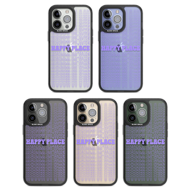 Happy Place (Purple) Black Impact Phone Case for iPhone 13 Pro, iPhone 14 Pro, iPhone 15 Pro