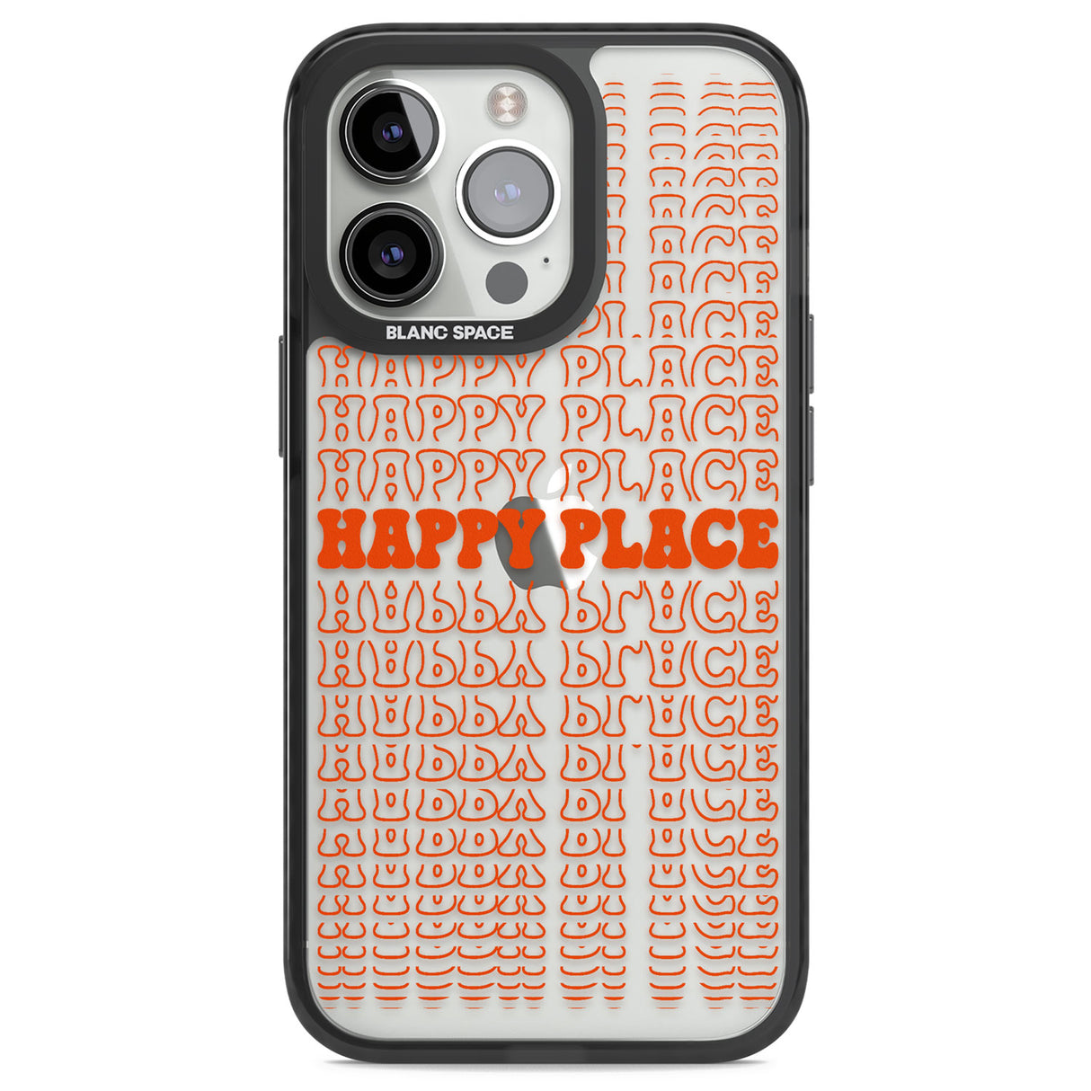 Happy Place (Orange) Black Impact Phone Case for iPhone 13 Pro, iPhone 14 Pro, iPhone 15 Pro