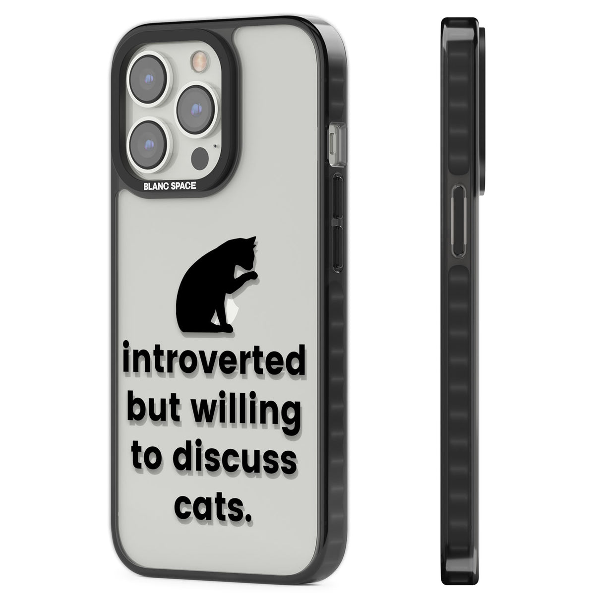 Introverted But Willing To Discuss Cats Black Impact Phone Case for iPhone 13 Pro, iPhone 14 Pro, iPhone 15 Pro