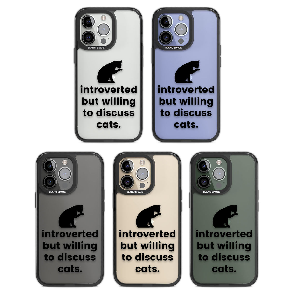 Introverted But Willing To Discuss Cats Black Impact Phone Case for iPhone 13 Pro, iPhone 14 Pro, iPhone 15 Pro