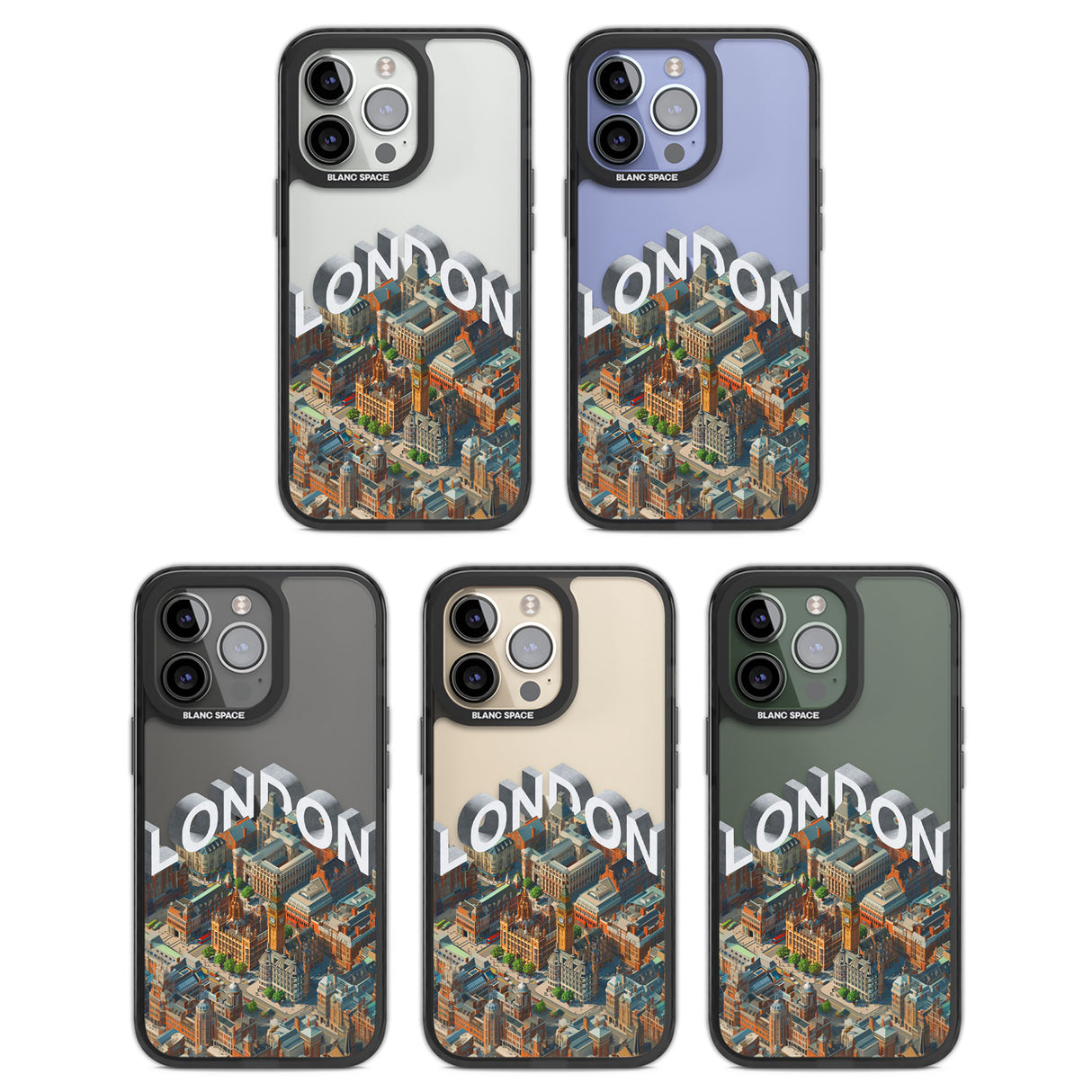 London Black Impact Phone Case for iPhone 13 Pro, iPhone 14 Pro, iPhone 15 Pro