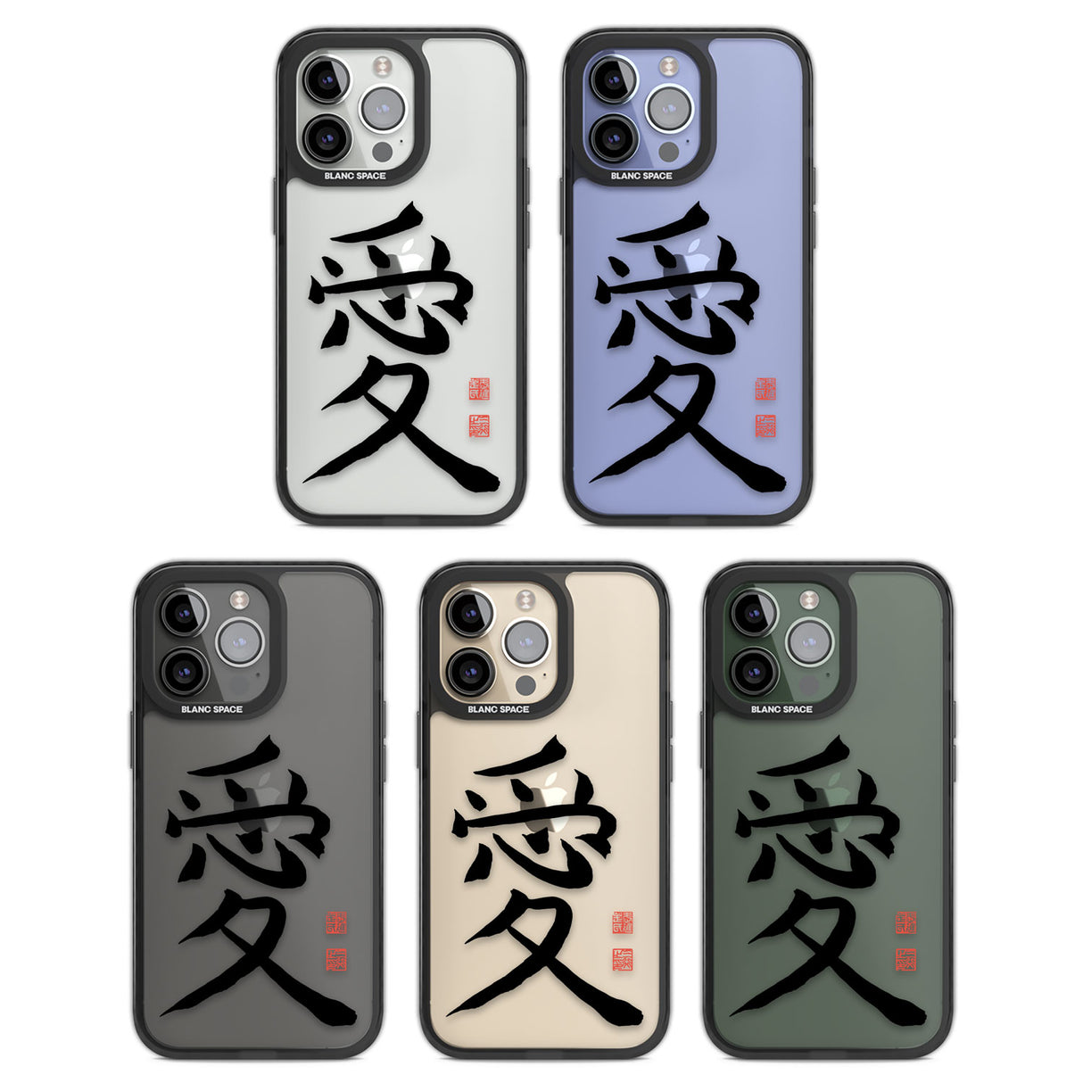 Japanese Kanji - Love Black Impact Phone Case for iPhone 13 Pro, iPhone 14 Pro, iPhone 15 Pro