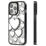 Hand-Drawn Hearts Magsafe Black Impact Phone Case for iPhone 13 Pro, iPhone 14 Pro, iPhone 15 Pro