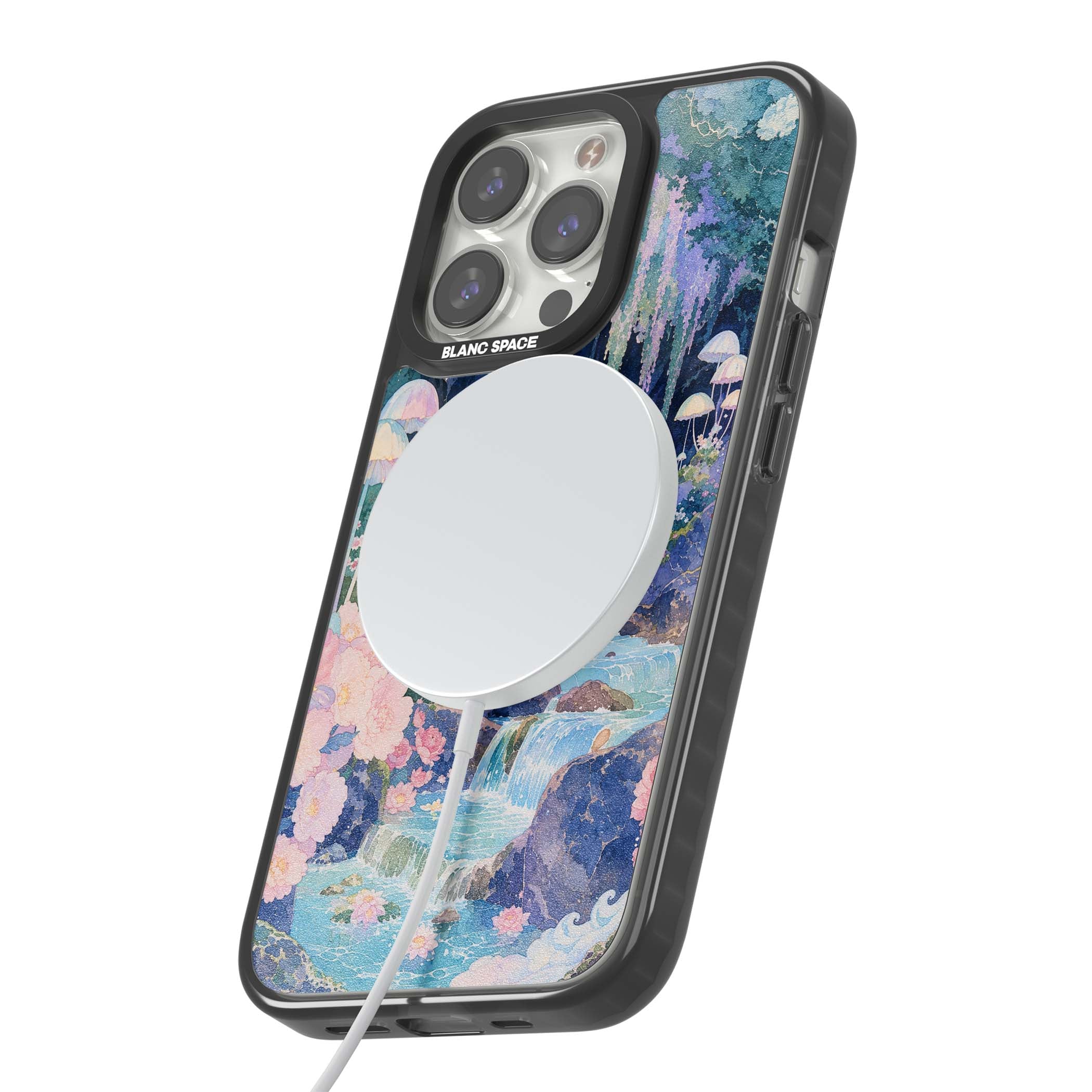 Mystic Waterfall art iPhone case | Black Impact Magsafe case for iPhone 13 Pro, iPhone 14 Pro, iPhone 15 Pro