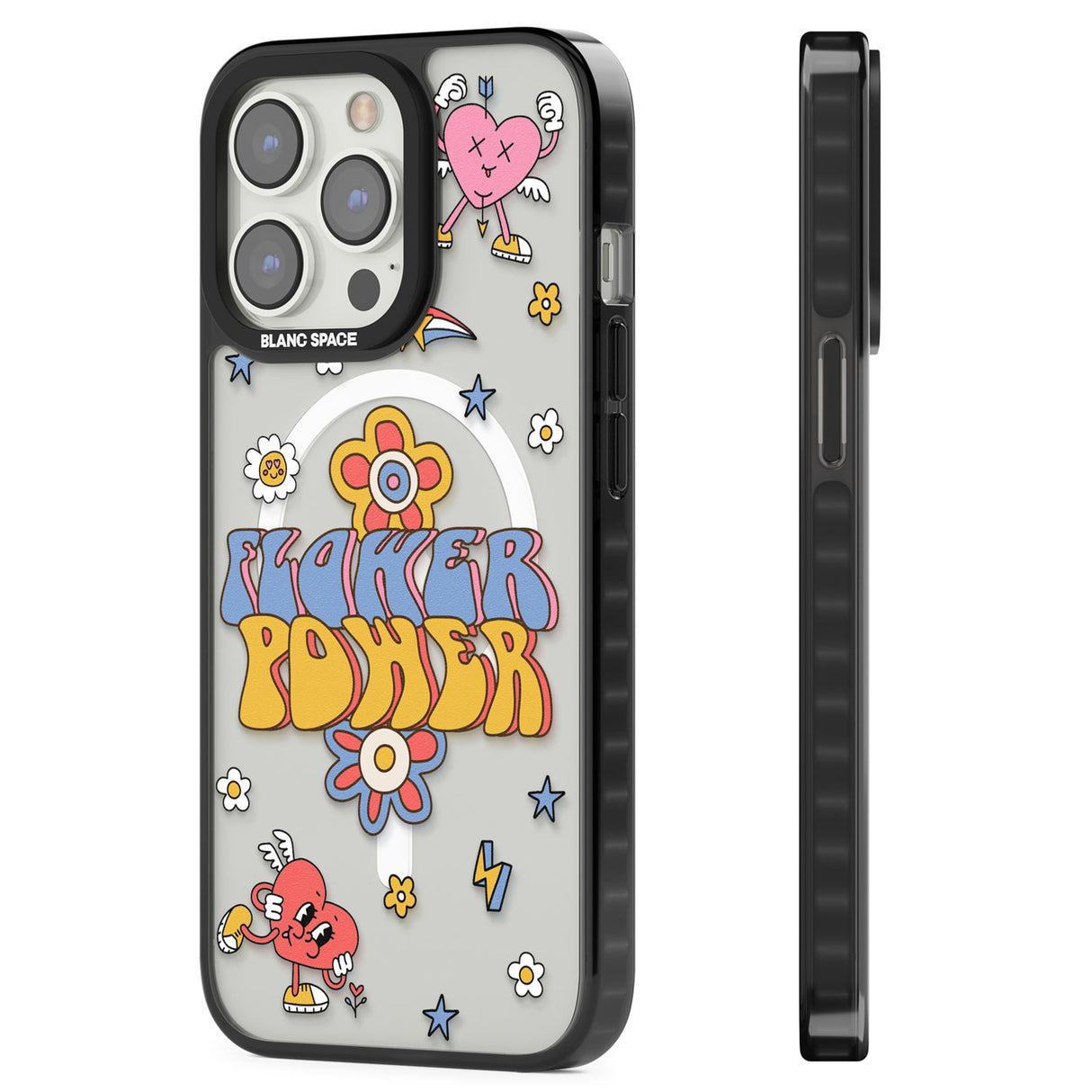 Flower Power Magsafe Black Impact Phone Case for iPhone 13 Pro, iPhone 14 Pro, iPhone 15 Pro