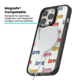 Love Pattern Magsafe Black Impact Phone Case for iPhone 13 Pro, iPhone 14 Pro, iPhone 15 Pro