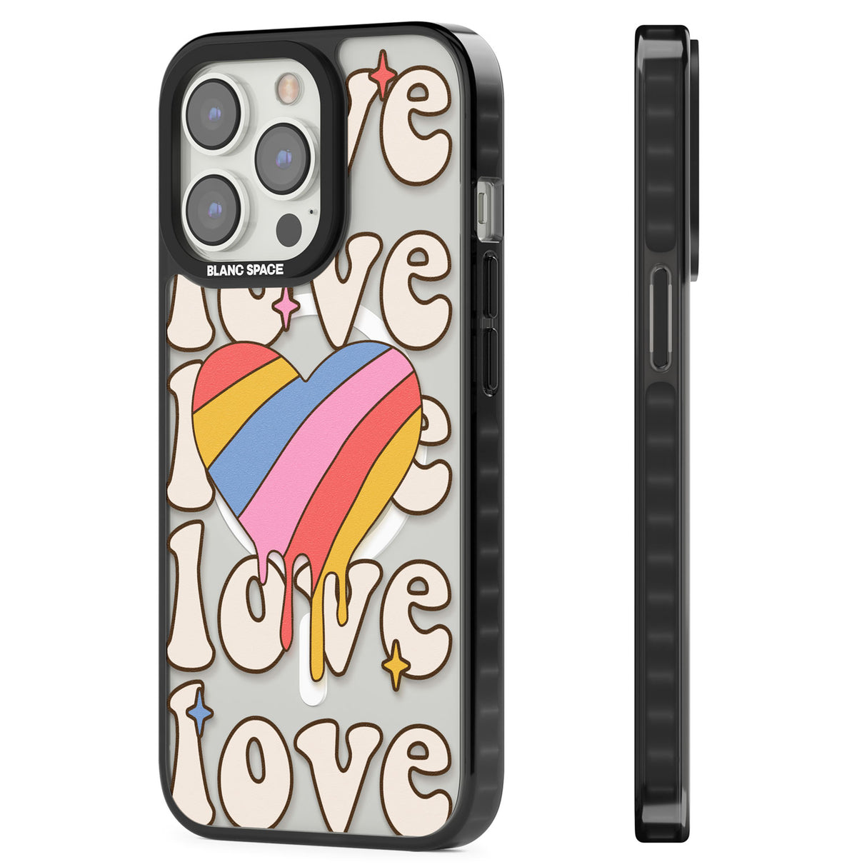 Groovy Love Magsafe Black Impact Phone Case for iPhone 13 Pro, iPhone 14 Pro, iPhone 15 Pro