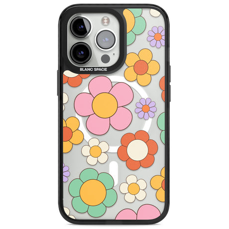 Groovy Blossoms Magsafe Black Impact Phone Case for iPhone 13 Pro, iPhone 14 Pro, iPhone 15 Pro
