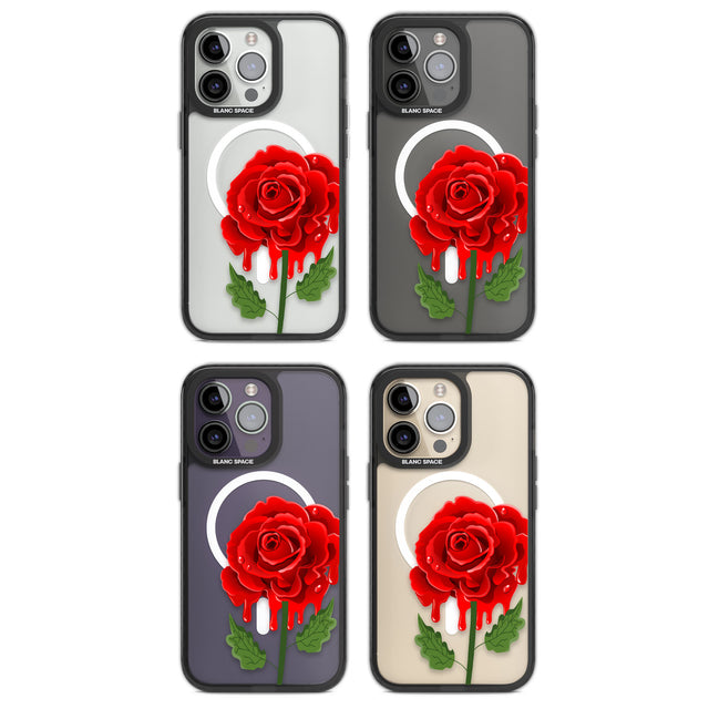 Melting Rose Magsafe Black Impact Phone Case for iPhone 13 Pro, iPhone 14 Pro, iPhone 15 Pro