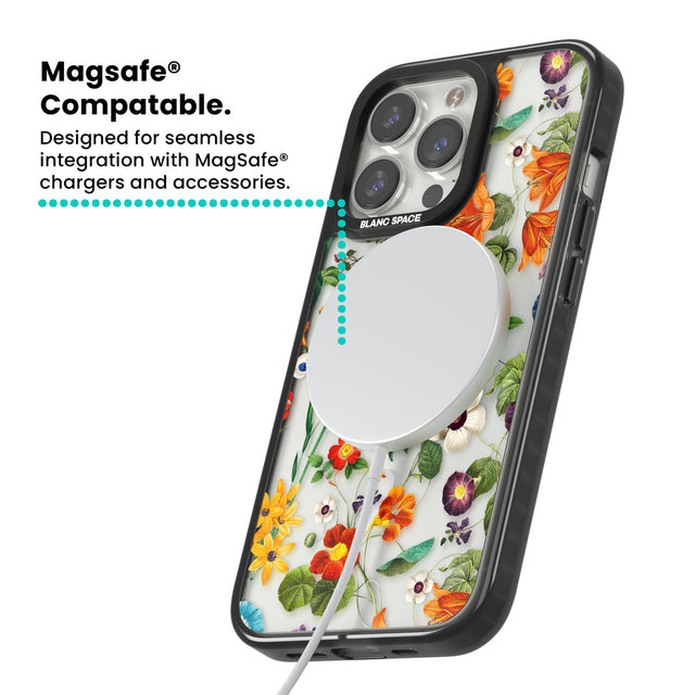 Whimsical Wildflowers Magsafe Black Impact Phone Case for iPhone 13 Pro, iPhone 14 Pro, iPhone 15 Pro