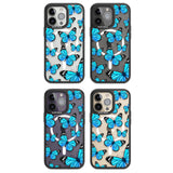 Blue Butterflies Magsafe Black Impact Phone Case for iPhone 13 Pro, iPhone 14 Pro, iPhone 15 Pro