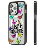 Just a Dreamer Butterfly Magsafe Black Impact Phone Case for iPhone 13 Pro, iPhone 14 Pro, iPhone 15 Pro