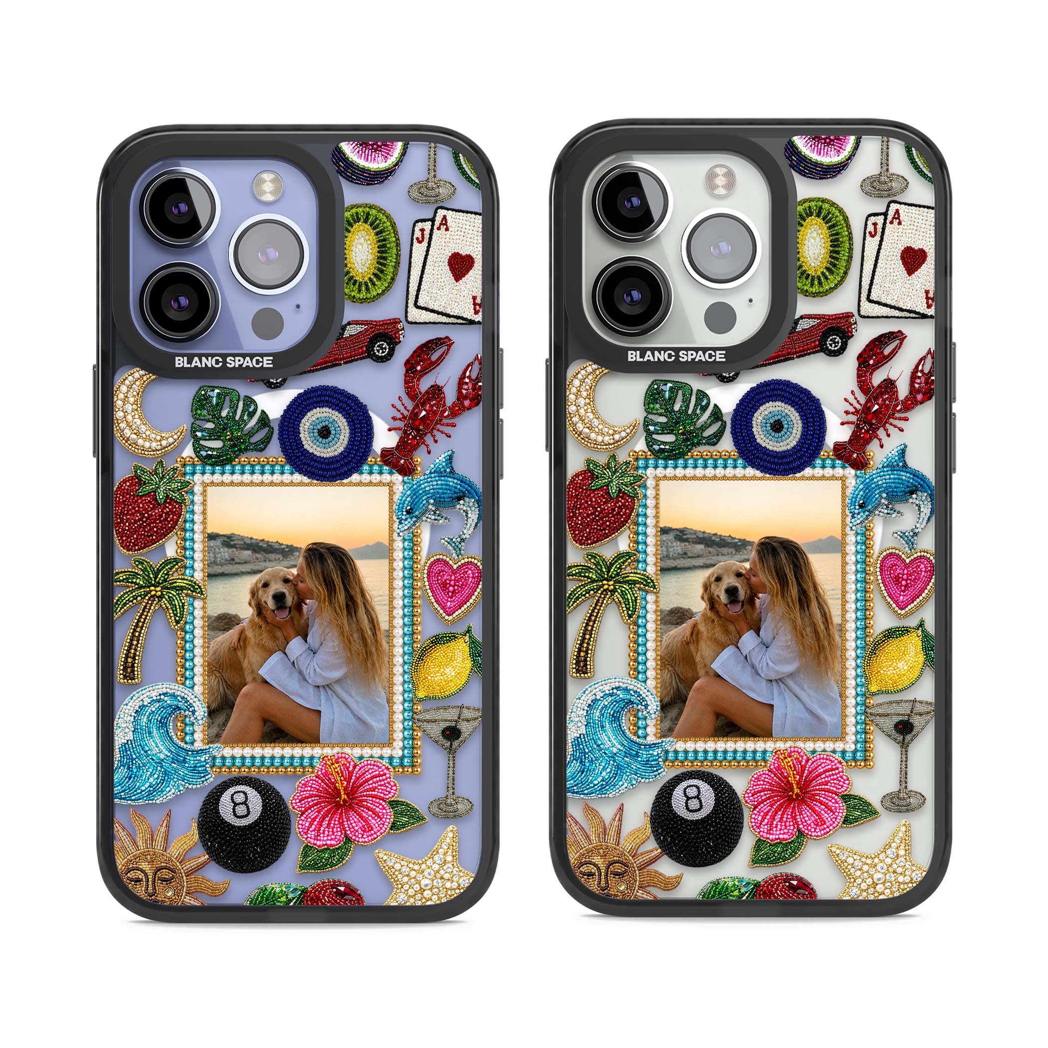Beaded Photo coastal iPhone case | Black Impact Magsafe case for iPhone 13 Pro, iPhone 14 Pro, iPhone 15 Pro