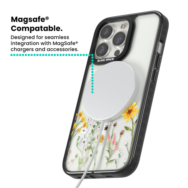 Personalised April Wildfowers Magsafe Black Impact Phone Case for iPhone 13 Pro, iPhone 14 Pro, iPhone 15 Pro