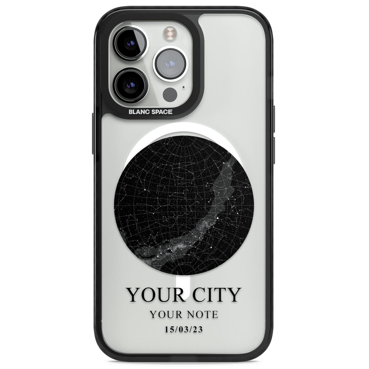 Personalised Star Map Magsafe Black Impact Phone Case for iPhone 13 Pro, iPhone 14 Pro, iPhone 15 Pro