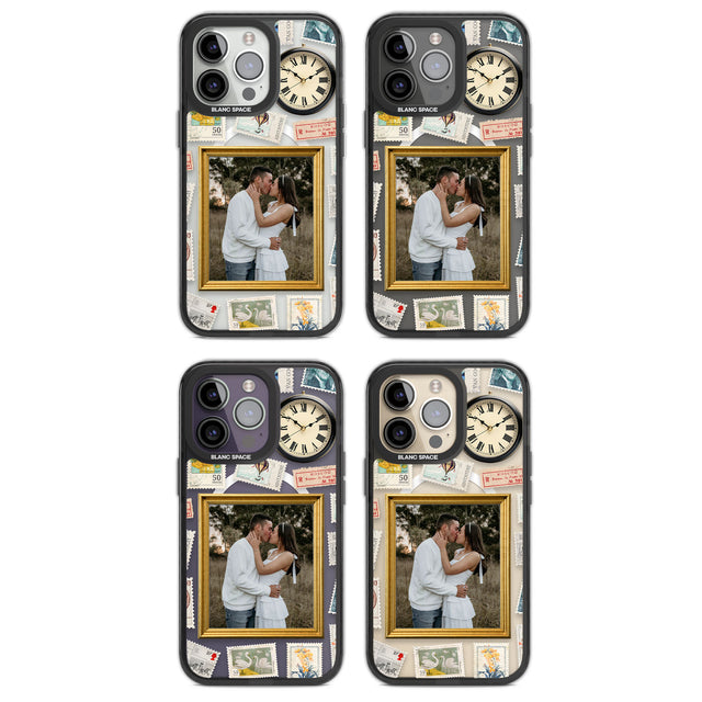 Personalised Vintage Photo Frame Collage Magsafe Black Impact Phone Case for iPhone 13 Pro, iPhone 14 Pro, iPhone 15 Pro