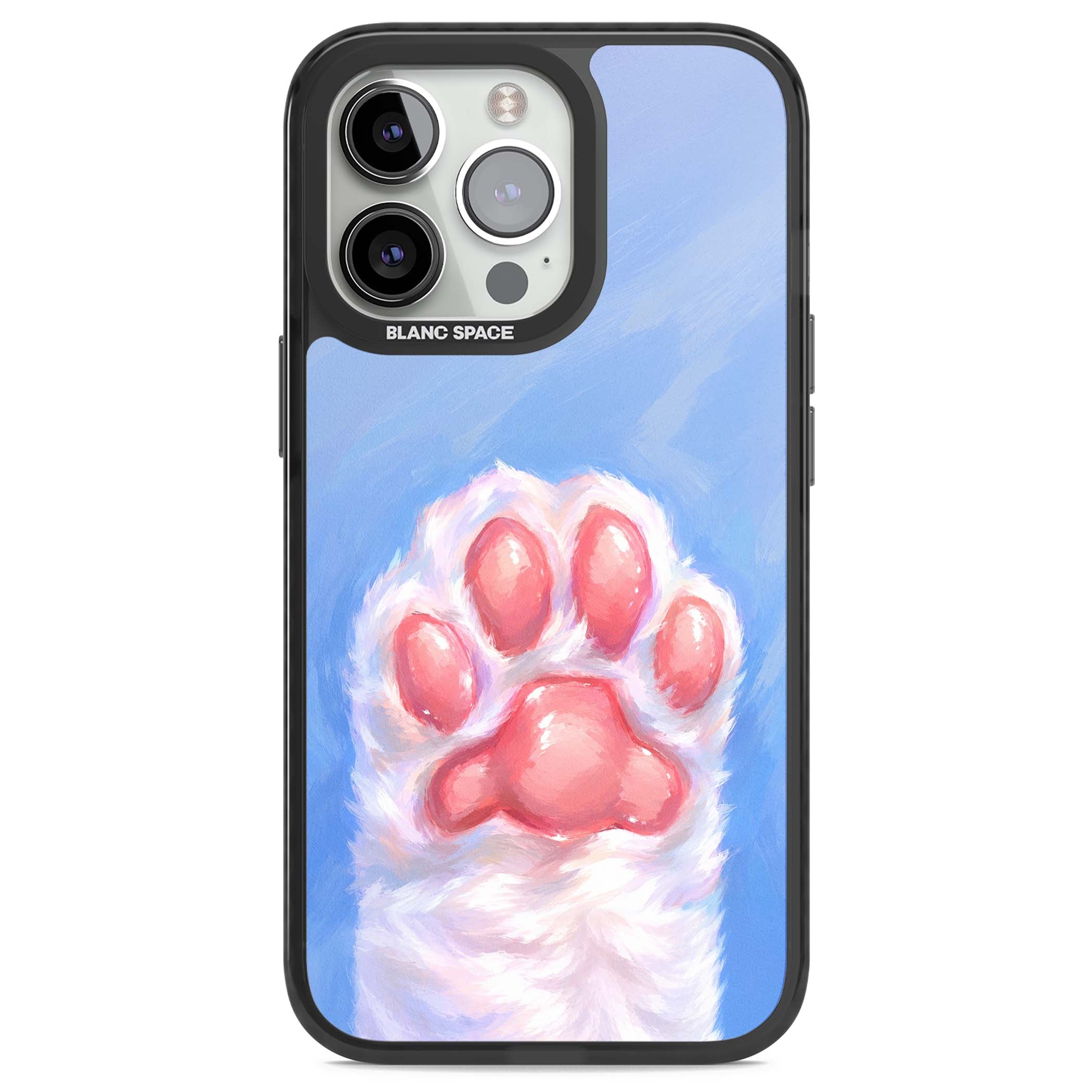 Soft White Paw cute iPhone case | Black Impact Magsafe case for iPhone 13 Pro, iPhone 14 Pro, iPhone 15 Pro