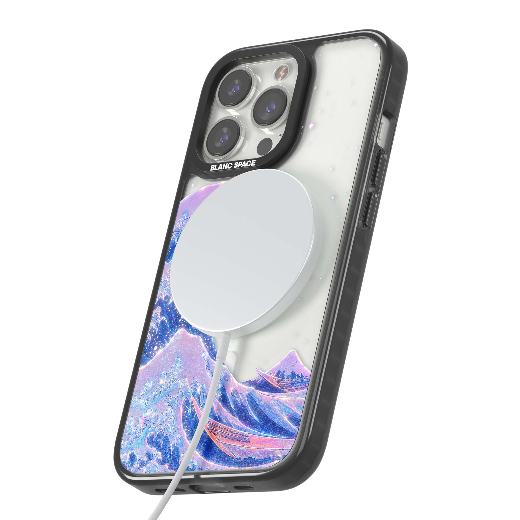 The Great Wave In Opal japanese iPhone case | Black Impact Magsafe case for iPhone 13 Pro, iPhone 14 Pro, iPhone 15 Pro