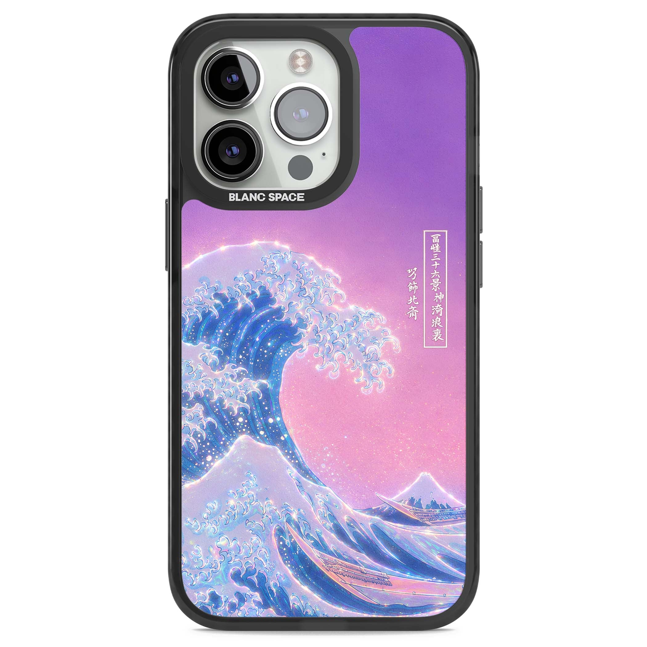 The Great Opal Wave Japanese iPhone case featuring Hokusai's great wave in iridescent pastels with lilac sky and Mou | Black Impact Magsafe case for iPhone 13 Pro, iPhone 14 Pro, iPhone 15 Pro