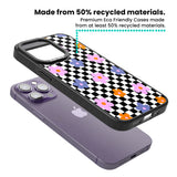 Checkered Blossom Magsafe Black Impact Phone Case for iPhone 13 Pro, iPhone 14 Pro, iPhone 15 Pro