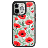 Poppy Garden Magsafe Black Impact Phone Case for iPhone 13 Pro, iPhone 14 Pro, iPhone 15 Pro