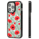 Poppy Garden Magsafe Black Impact Phone Case for iPhone 13 Pro, iPhone 14 Pro, iPhone 15 Pro