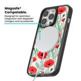 Poppy Garden Magsafe Black Impact Phone Case for iPhone 13 Pro, iPhone 14 Pro, iPhone 15 Pro