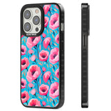 Tropical Pink Poppies Magsafe Black Impact Phone Case for iPhone 13 Pro, iPhone 14 Pro, iPhone 15 Pro