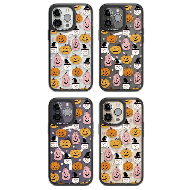 Witches and Pumpkins Pattern Magsafe Black Impact Phone Case for iPhone 13 Pro, iPhone 14 Pro, iPhone 15 Pro