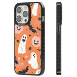 Orange Halloween Pattern Magsafe Black Impact Phone Case for iPhone 13 Pro, iPhone 14 Pro, iPhone 15 Pro