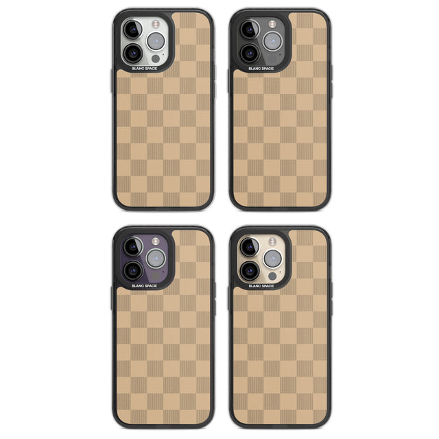 BEIGE CHECKERED Magsafe Black Impact Phone Case for iPhone 13 Pro, iPhone 14 Pro, iPhone 15 Pro