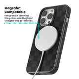 BLACK CHECKERED Magsafe Black Impact Phone Case for iPhone 13 Pro, iPhone 14 Pro, iPhone 15 Pro