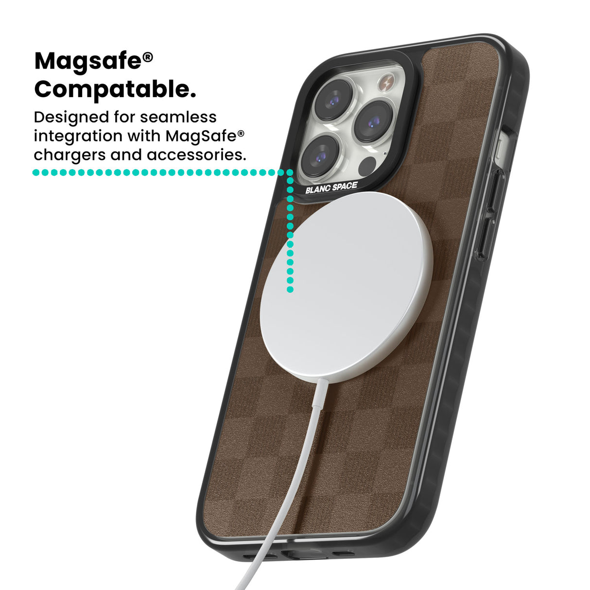 CHOCOLATE CHECKERED Magsafe Black Impact Phone Case for iPhone 13 Pro, iPhone 14 Pro, iPhone 15 Pro