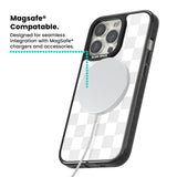 WHITE CHECKERED Magsafe Black Impact Phone Case for iPhone 13 Pro, iPhone 14 Pro, iPhone 15 Pro