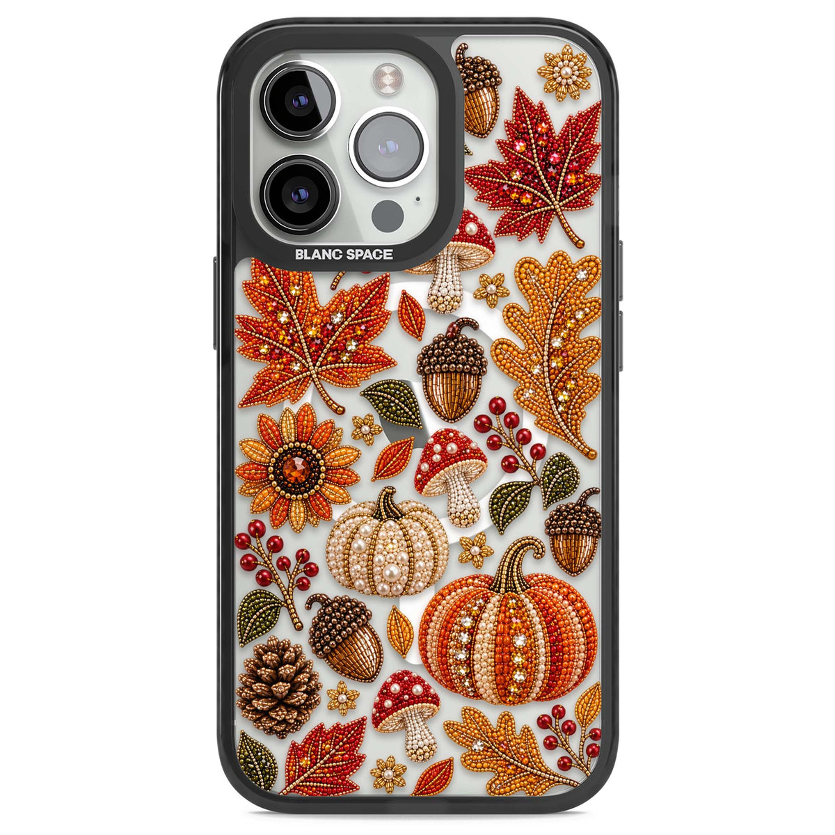 Beaded Autumn iPhone case | Black Impact Magsafe case for iPhone 13 Pro, iPhone 14 Pro, iPhone 15 Pro