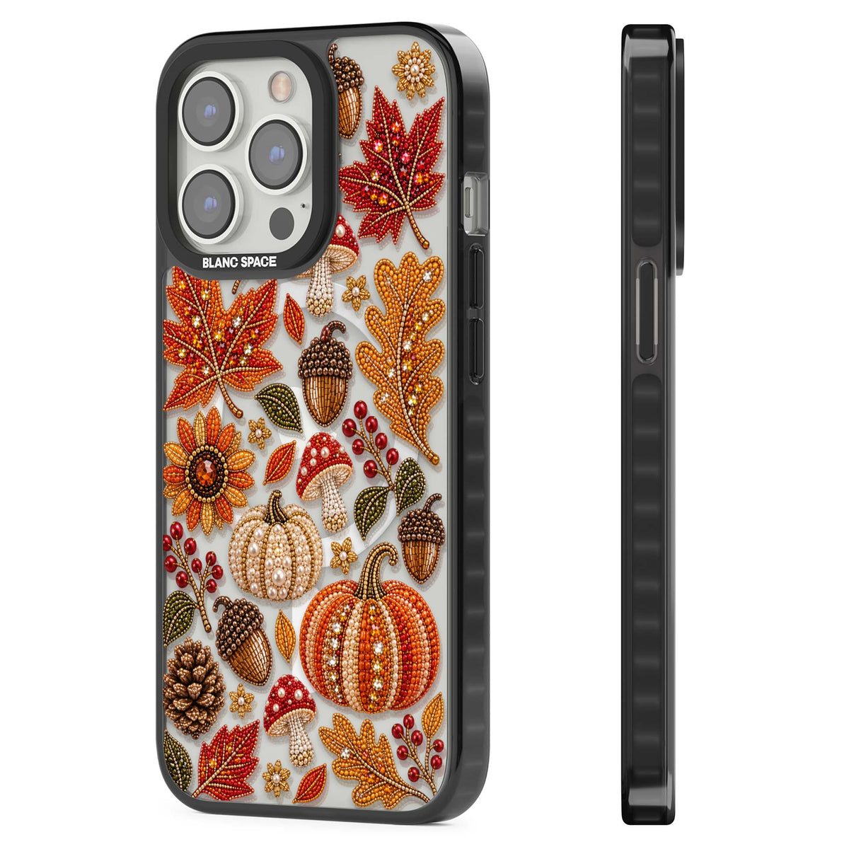 Beaded Autumn iPhone case | Black Impact Magsafe case for iPhone 13 Pro, iPhone 14 Pro, iPhone 15 Pro