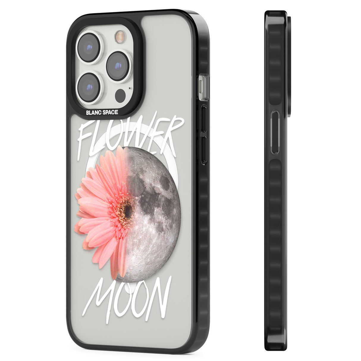 Flower Moon Magsafe Black Impact Phone Case for iPhone 13 Pro, iPhone 14 Pro, iPhone 15 Pro