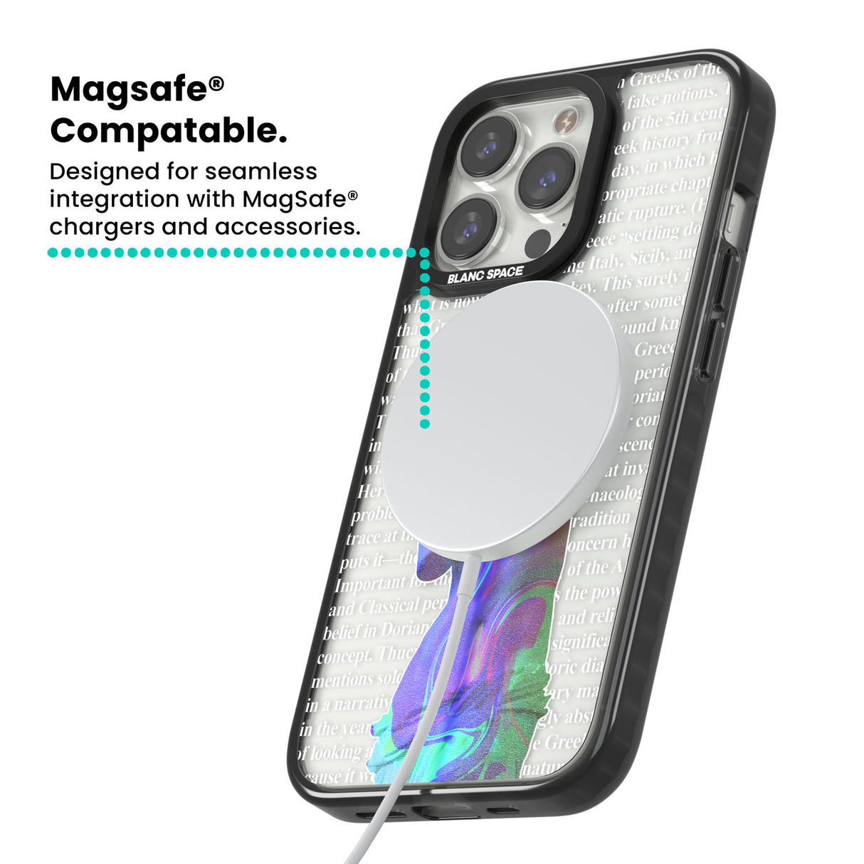 Iridescent De Milo Magsafe Black Impact Phone Case for iPhone 13 Pro, iPhone 14 Pro, iPhone 15 Pro