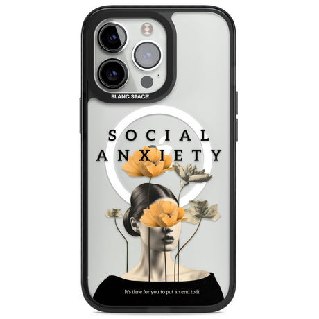 Social Anxiety Magsafe Black Impact Phone Case for iPhone 13 Pro, iPhone 14 Pro, iPhone 15 Pro
