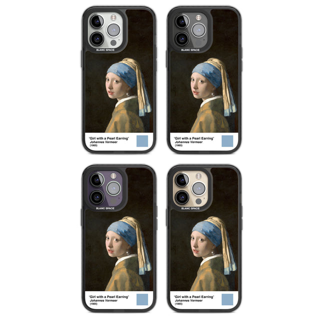 Girl with a Pearl Earring Magsafe Black Impact Phone Case for iPhone 13 Pro, iPhone 14 Pro, iPhone 15 Pro