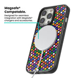 Multicolour Polka-dot Fiesta (Purple) Magsafe Black Impact Phone Case for iPhone 13 Pro, iPhone 14 Pro, iPhone 15 Pro