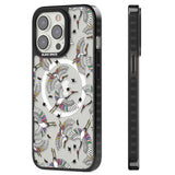 Colourful Crane Pattern Magsafe Black Impact Phone Case for iPhone 13 Pro, iPhone 14 Pro, iPhone 15 Pro