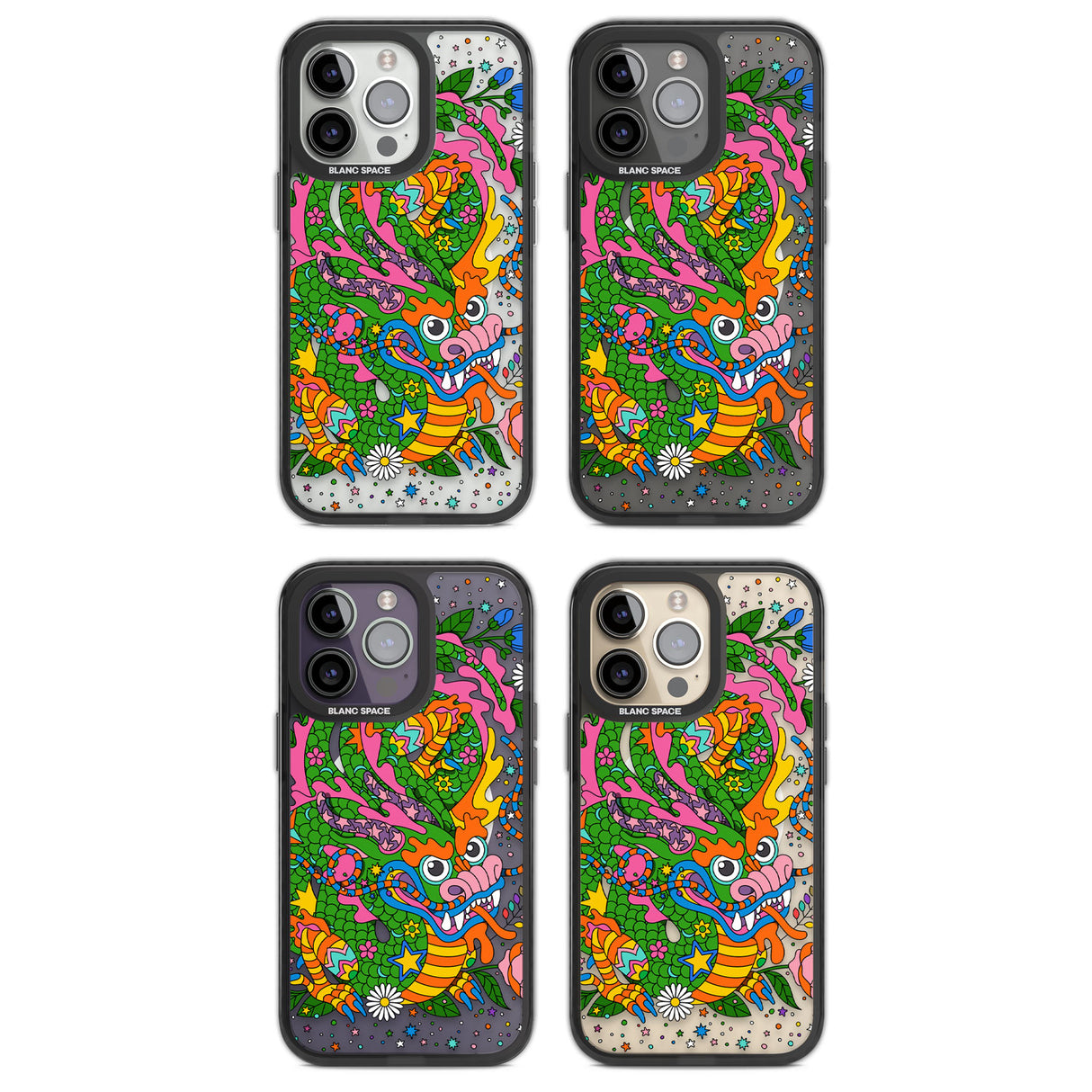 Psychedelic Jungle Dragon Magsafe Black Impact Phone Case for iPhone 13 Pro, iPhone 14 Pro, iPhone 15 Pro