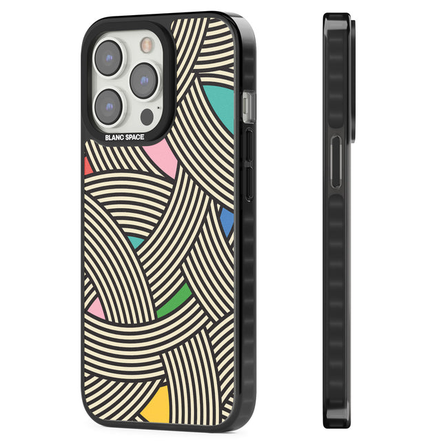 Multicolour Optic Waves Magsafe Black Impact Phone Case for iPhone 13 Pro, iPhone 14 Pro, iPhone 15 Pro